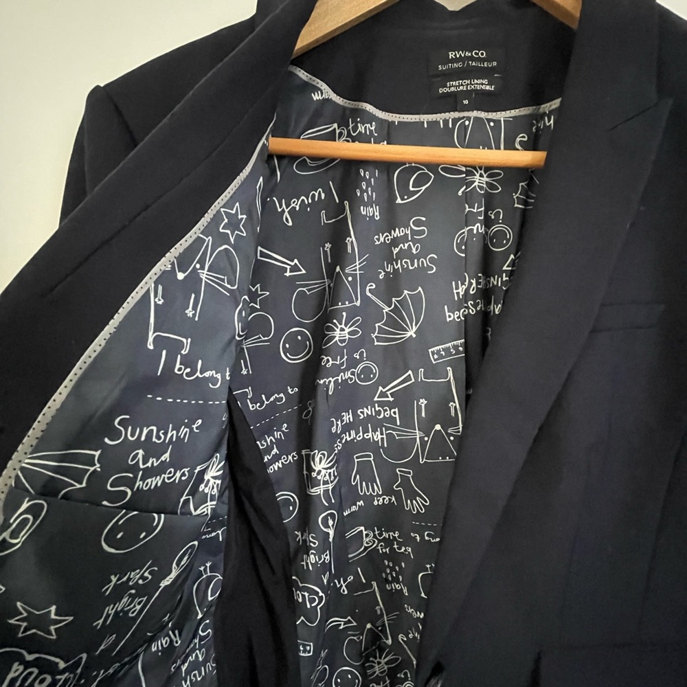 RW&CO Fitted Solid Blazer, Stretch Lining - Size 10